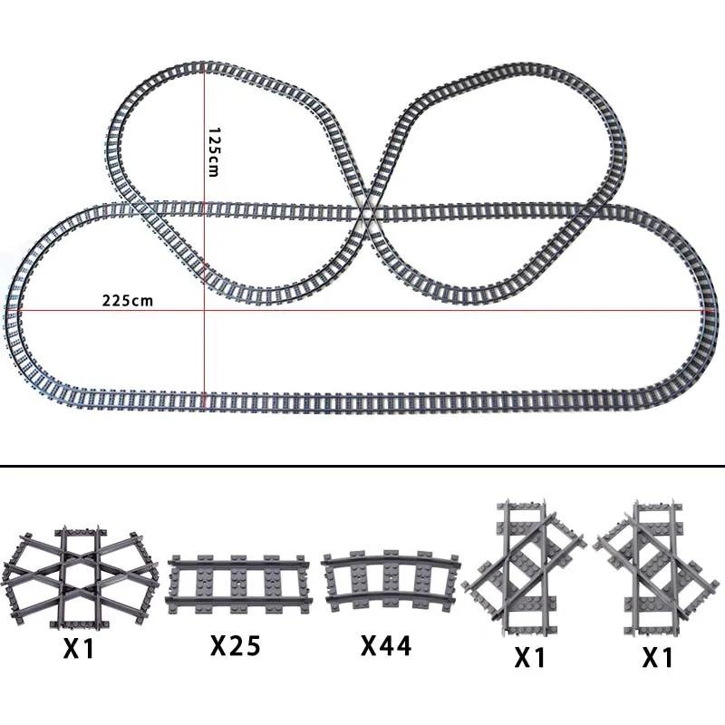 Compatible With LEGO MOC Railroad Bridge Train Track Combination Scene Building Blocks DIY Cross Track Bricks Toys Rail Car