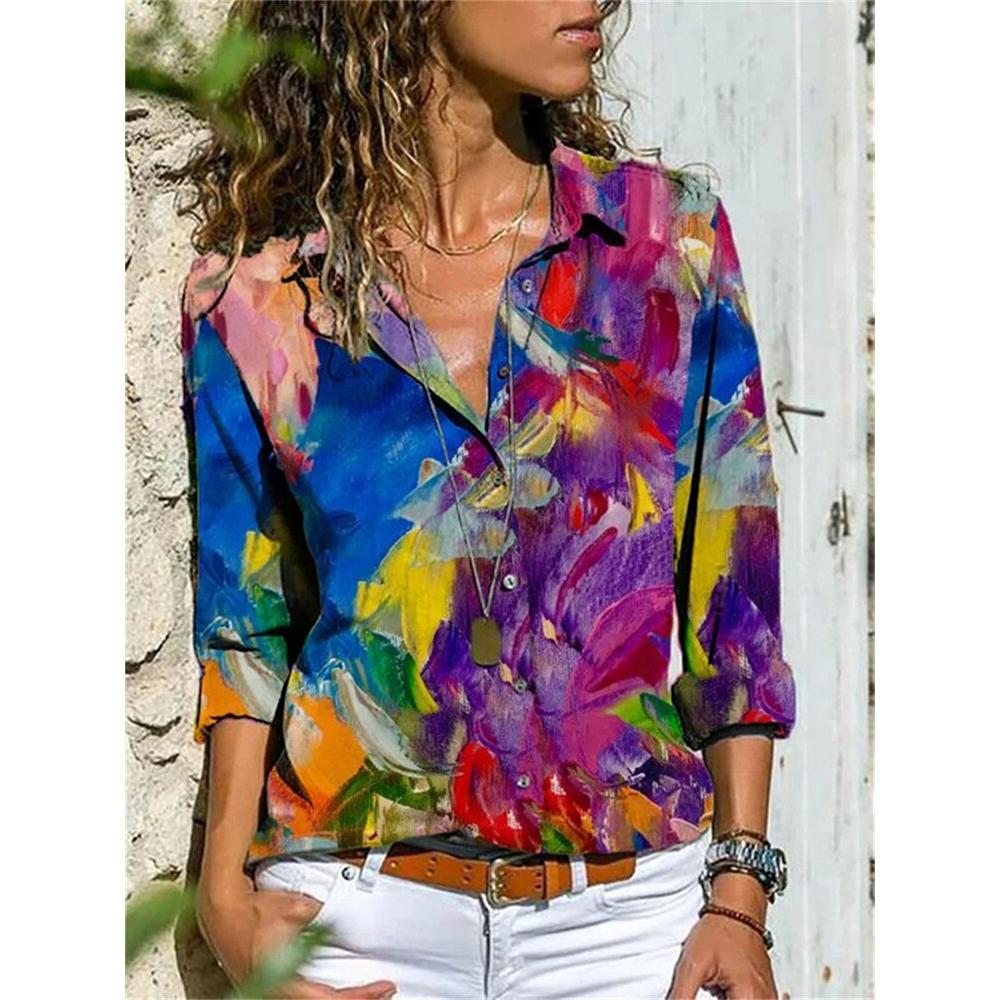 Autumn Women's Long Sleeve T-shirt Street Fashion Loose fitting Clothing Casual Shirt Button Top Women's Elegant T-shirt