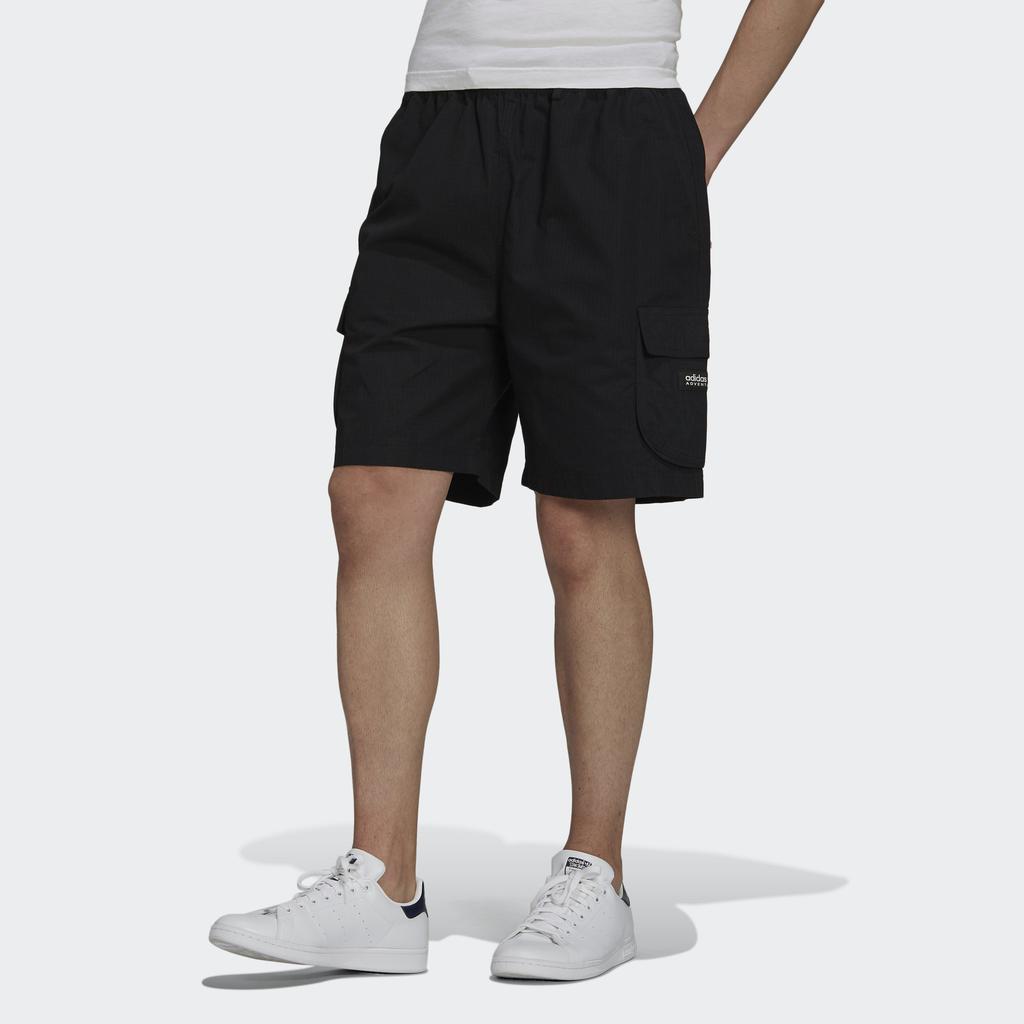 Adidas Originals Trefoil Cargo Shorts With Side Pockets And Drawstring Men Bottoms Black H09109