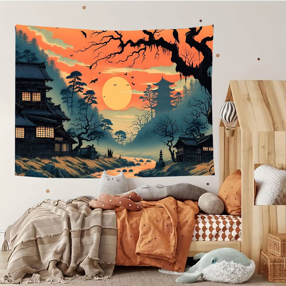 Japanese Art Kanagawa Customizable Tapestries Tapestries Of Various Styles, Anime-themed Wall Hangings, Celebrity Photo Printing