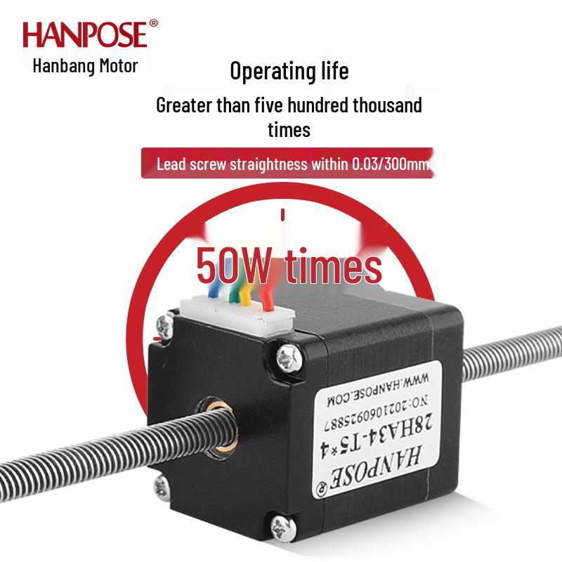 28-Step Linear Stepper Motor with T5 Trapezoidal Screw, Miniature Reciprocating High Torque Motor