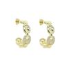 18K Gold Plated Geometric Oval Beaded Link Chain 5A CZ 24MM Hoop Earring for Women