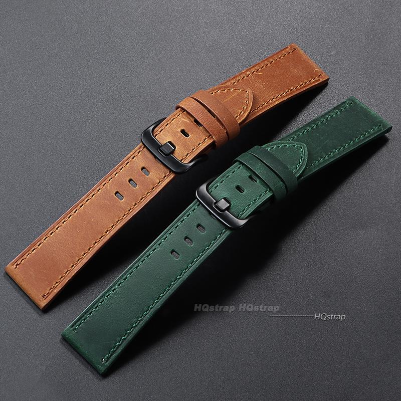 Leather Watch Strap 18mm 20mm 22mm 24mm Universal Cowhide Watch Belt Vintage Black Blue Brown Watchband Women Men Accessories