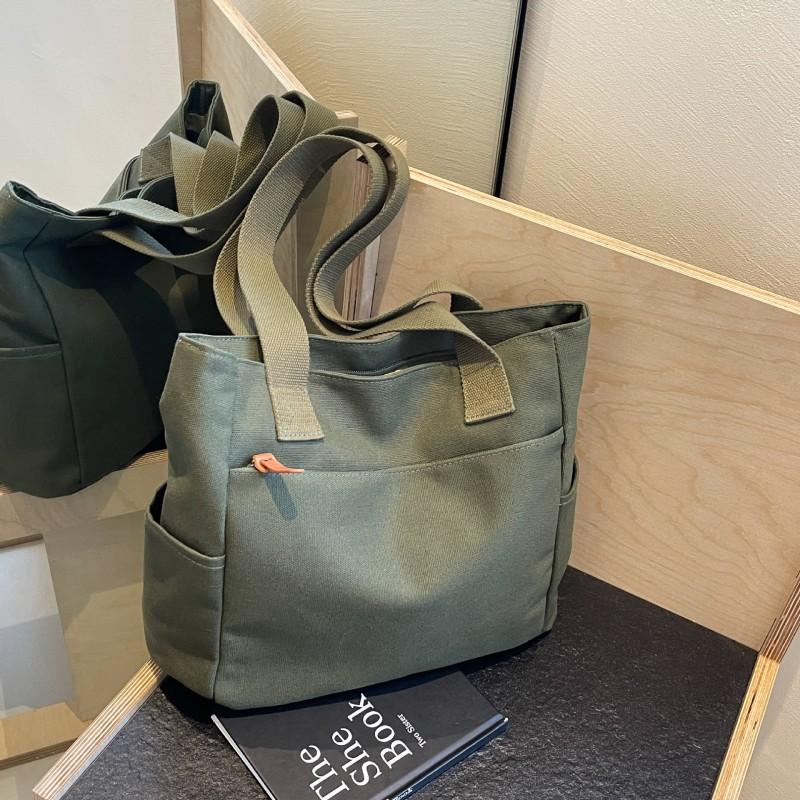 All-matching Canvas Bag 2026 New Style Pure Color Simple Large-capacity Tote Female College Students