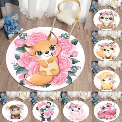 Oturma Odası Yatak Odası Çocuk Halıları Yuvarlak Banyo Paspasları Çocuk Odası Dekorasyon Yuvarlak Halılar Kawaii Hayvan Alan Halıları
