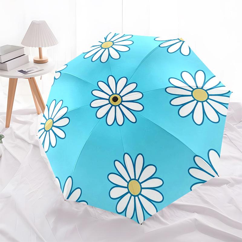 1pc Daisy Blue Themed High-quality Umbrella,Automatic Opening and Closing Umbrella,Multi-functional Umbrella G0811044