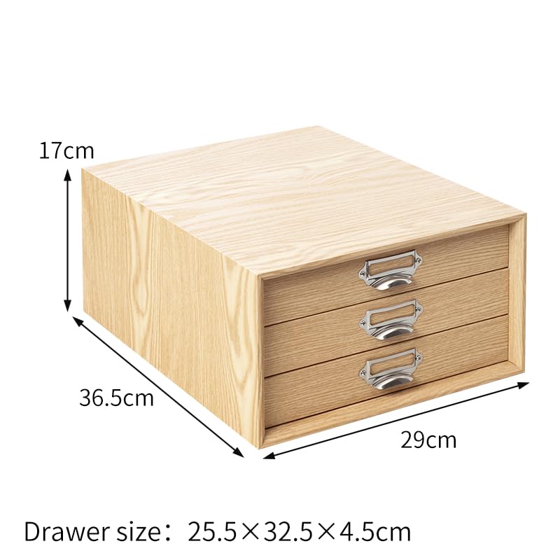 YIKATEND Storage Small Item Storage Drawer for Stationery and Beige Wide X 29cm Deep X 17cm Desk-Mounted Shelf, Case, Cosmetics, 3-Drawer, (36.5cm