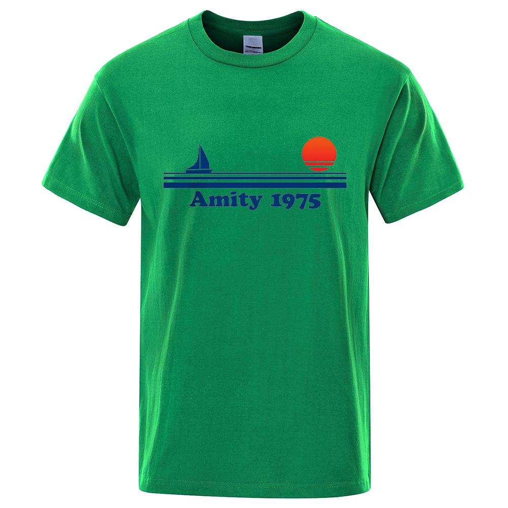 

Amity 1975 - Челюсти Ретро Принт Футболка Мужская Творчество Свитшот Одежда Модная Футболка Футболки Дышащие Хлопковые Футболки Мужские 4XL