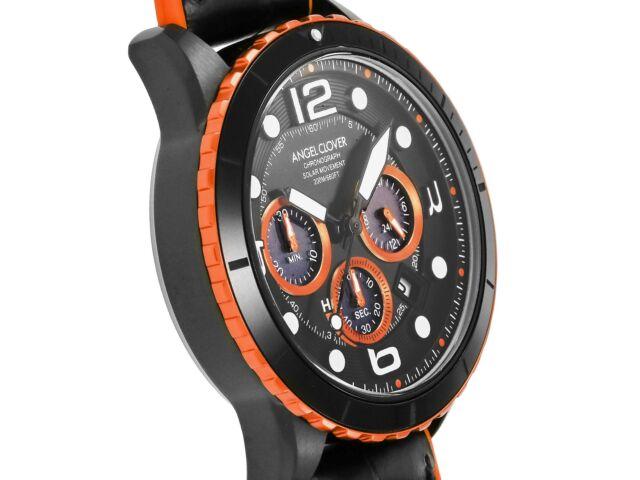 Angel Clover Watch Time Craft Diver TCD45BK-BK Men's Black Leather & Rubber Band