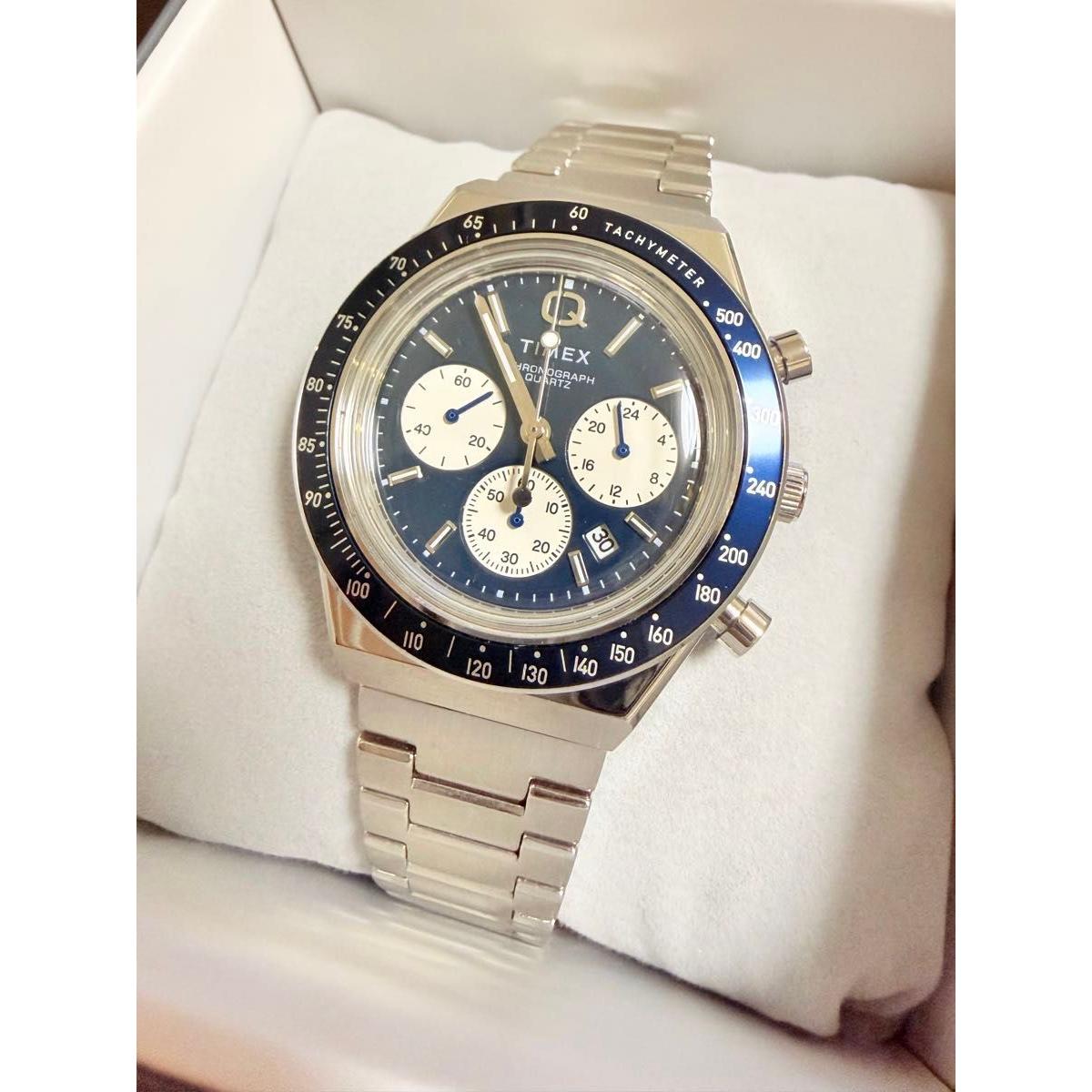Q Timex Chronograph Blue