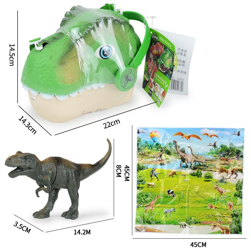 Large Portable, Tyrannosaurus Rex Storage Box Set, Backpack Dinosaur Head Simulation Animal Model Toy.