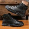 New British style thick soled work safety boots, trendy with warm and soft soles, popular high top men's casual leather boots