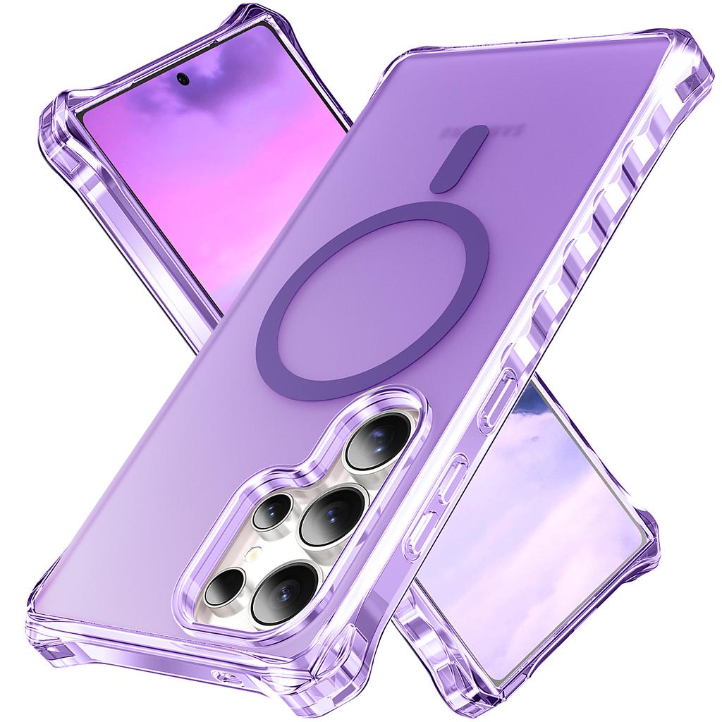 For Samsung Galaxy S25 Ultra Magnetic Case Small Wavy Edge PC + TPU Phone Cover