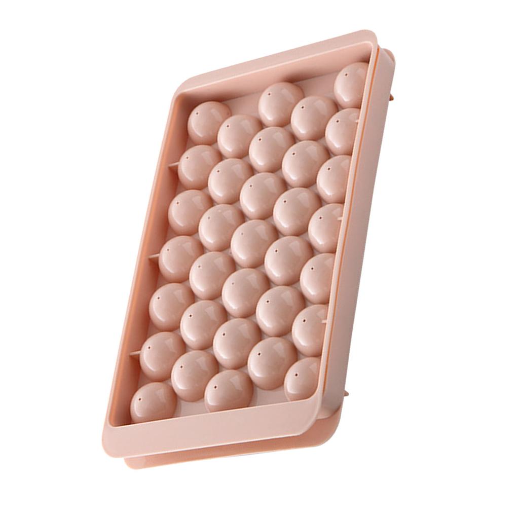 33 Grid Ice Cube Tray Easy Release Flexible Ice Cube Mold with Lid for Cocktail Freezer Pink