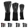 3pcs Club Head Cover with Spare Number Plates Long Neck Scratch Proof Breathable PU Club Headcover F
