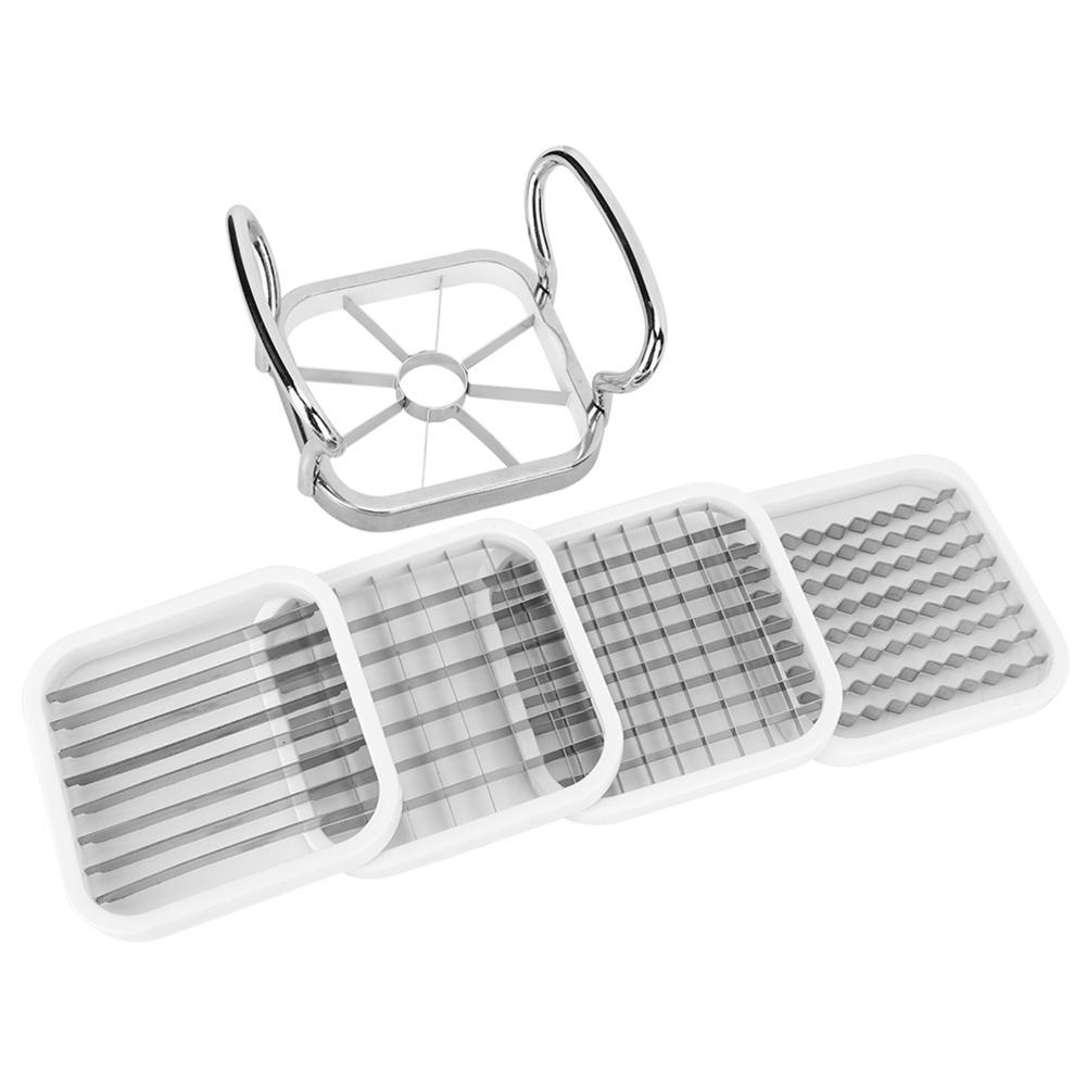 

Stainless Steel French Fry Cutter Manual 5 in 1 Potato Chipper Multi-Purpose Easy to Clean Fruit Chopper Home Cooking світло-сірого кольору
