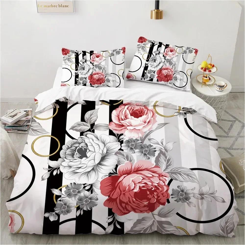 Pink Rose Flowers Bedding CollectionDuvet Cover Comforter Bed Collection Quilt Cover PillowcaseKing Queen Twin Size Boys Girls Adultse
