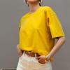 Damen Einfarbig Kurzarm Frühling und Sommer Modelle von Einfarbig T-Shirt Baumwolle Kurzarm Lose Hundert Tops