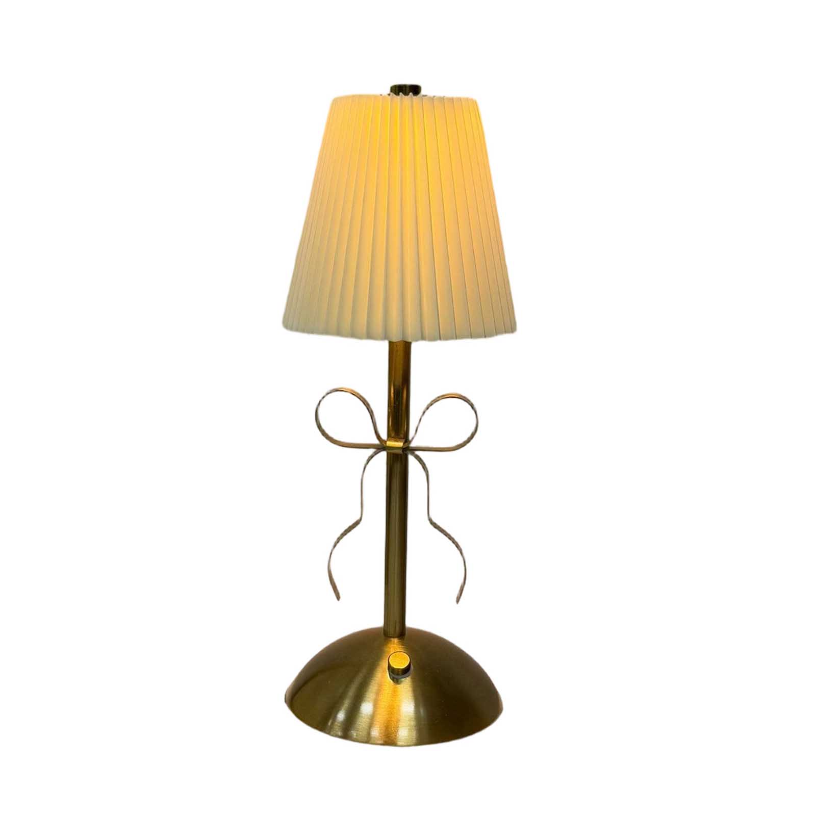 

Table Lamp with Pleated Shade and Decorative Bow Accent on Metal Base Adjustable Brightness for Bedroom Living Room Office Use жёлтый