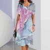 Fashion Women's Clothes Striped Printed Dress Women's Elegant and Cute Party Dress Summer Short-sleeved Pullover Color Impact Dress