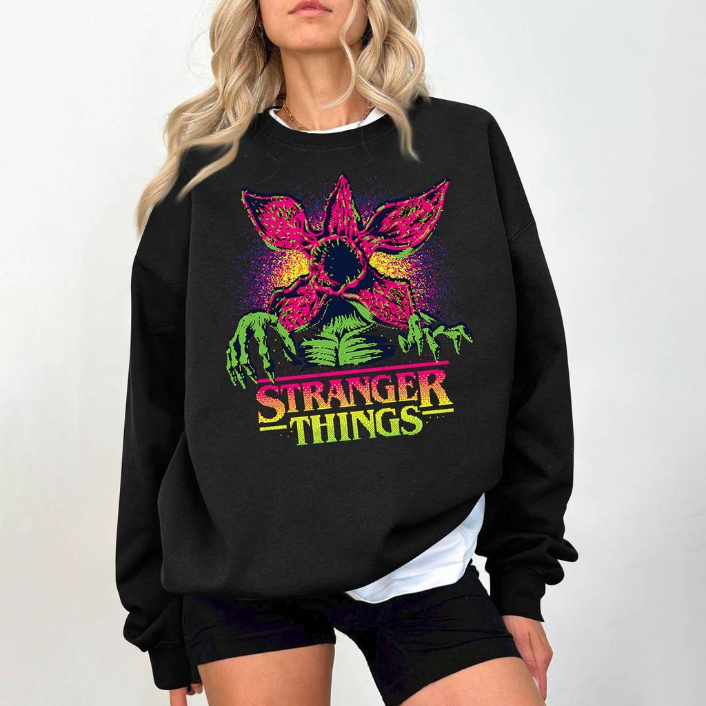 Dámská módní a ležérní mikina s dlouhým rukávem, kulatým výstřihem a potiskem