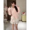 Pink Bow Knit Cardigan for Women - 2026 Spring/Autumn Sweet Age-Defying Sweater, Hollow Short Top