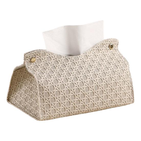 

Tissue Box PU Leather Tissue Holder Smooth Dispensing Decorative Paper Towel Case Simple Style Organizer for Home Office Desktop B