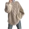 Cross-border Autumn and Winter New Round Neck Loose Soft Waxy Lazy Wind Knitted Sweater Korean Version Twist Rope Pullover Large Size Top