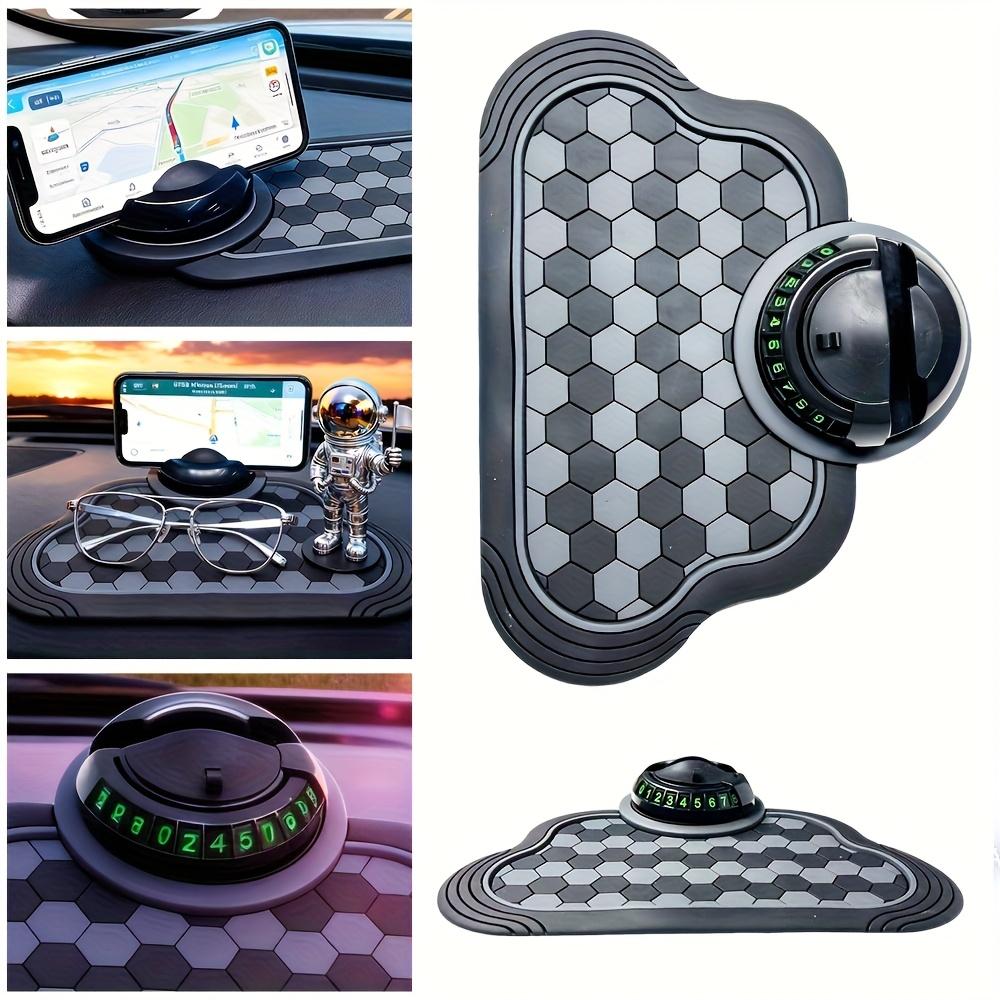 Versatile Anti-Slip Car Dashboard Mat Featuring a Rotating Phone Holder, Spacious Storage for Glasses And Keys, Heat-Resistant Silicone Material
