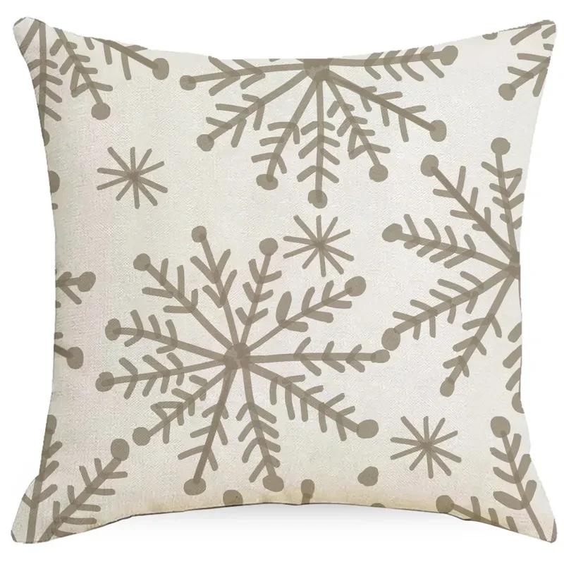Christmas Snowflake Throw Pillow Cover Deer Printing Home Decorative Cushion Cover for Sofa New Year Decor Linen Pillowcase