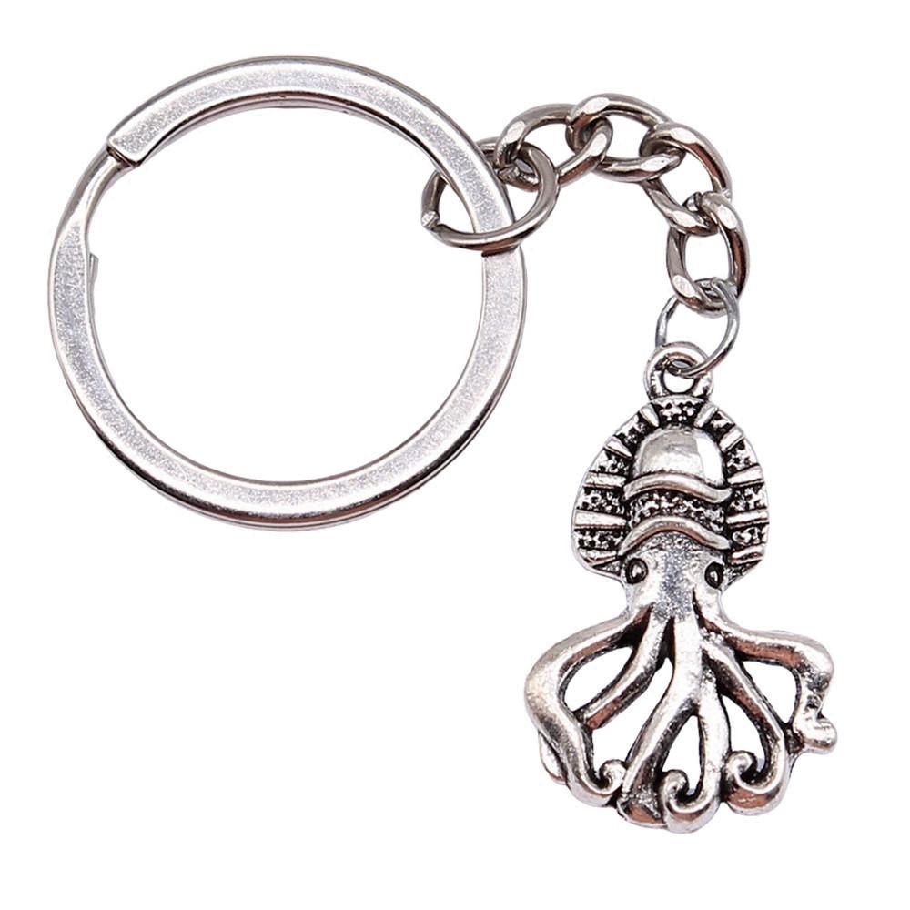 Skeleton Mermaid Charm Keychain Gothic Halloween Key Ring 28mm Ring