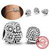 925 Copper Cute Animal Series Cat Dog Elephant Unicorn Bird Pendant Lucky Beads Fit Original Pantaro Charms Bracelet DIY Zircon