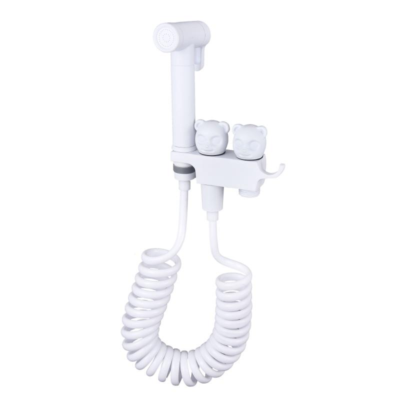 Modern Chromium Plating Bidet High Pressure Brass Panda Wall Mounted Handheld Toilet Bidet Faucet Bidet Toilet Sprayer Set (White,Brass) белый