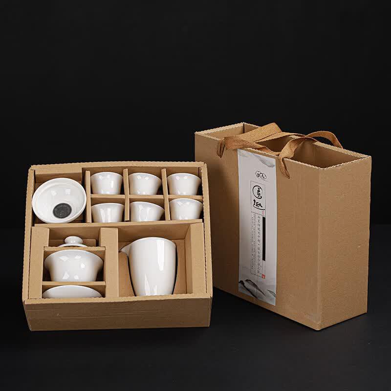 Mutton Fat Jade Dehua White Porcelain Gongfu Tea Set