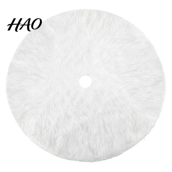 Elegant White Tree Skirt for Holiday Supplies 24/30/36 Inch Faux Fur Christmas Skirt, Soft Fluffy Plush Thickened Base Protector Cover Merry
