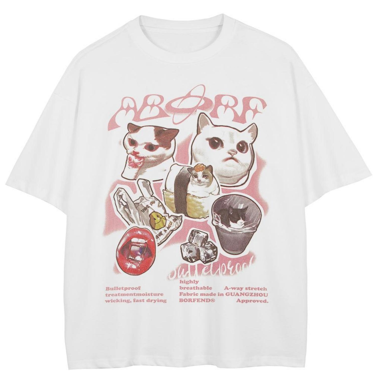 

Streetwear Maneki-neko Graphic T-Shirt Cotton Unisex Tops Tees Summer Short Sleeves T Shirt XXXXXL