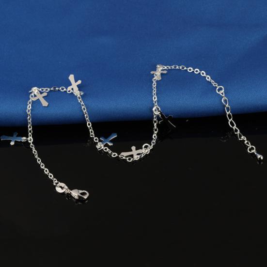Bracciale alla caviglia da donna estivo con cavigliera a forma di croce con foglia a sfera a stella singola / doppia