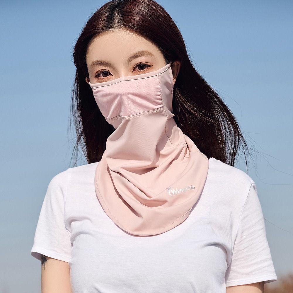 Face Scarves Solid Color Womne Neckline Mask Ice Silk Men Fishing Face Mask Summer Sunscreen Mask