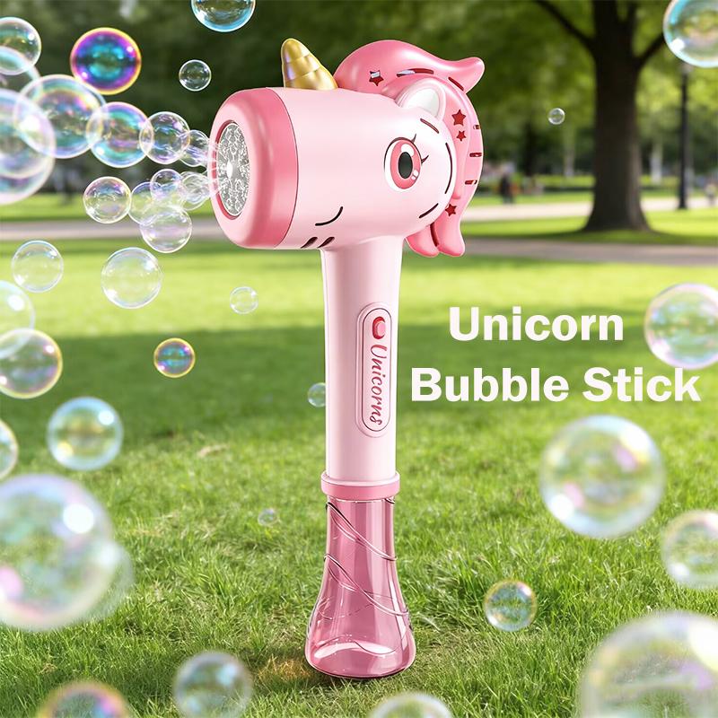 Cartoon Unicorn Bubble Machine Electric Bubble Gun Handheld Bubble Maker Wand With Lights Automatic Soap Blower Outdoor Toy
