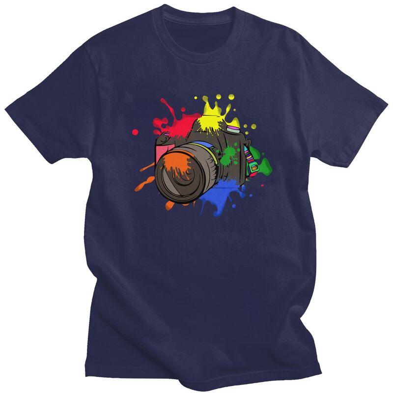 

Custom Colorful Camera T Shirt Men Pure Cotton Tshirt Casual Photographer Photography Tees Streetwear Tshirts 4XL