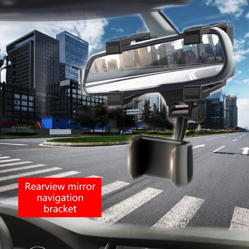 Universal Rearview Mirror Mount Phone Holder 360 Degree Rotating Rearview Mirror Phone Mount for Convenient Navigation