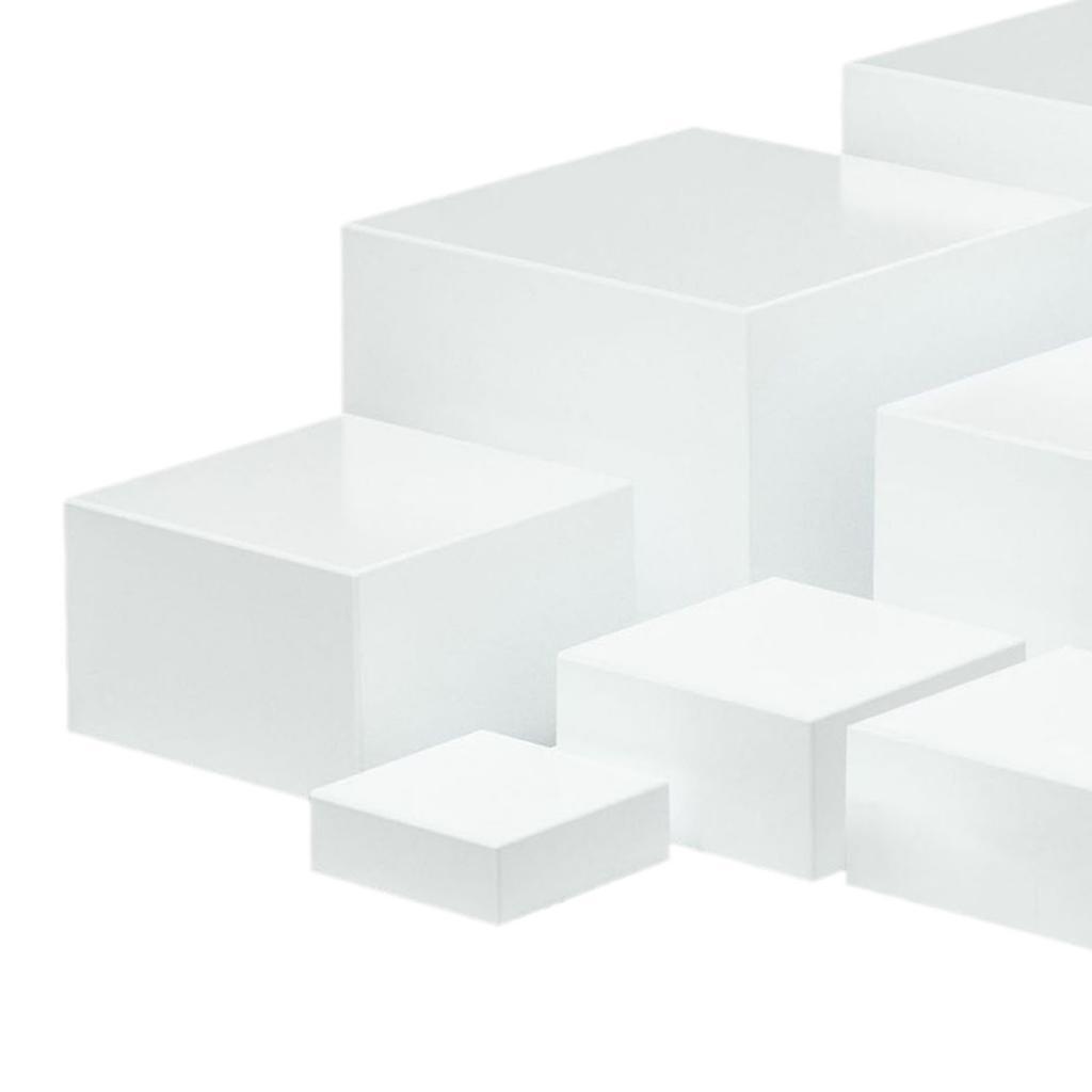 7x Acrylic Cube Display Box Riser 5 Sided for Collection Cosmetics Catering