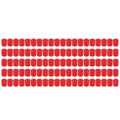 100Pcs End Cap Cover PVC Round Flexible Flame Retardant Screw Thread Protector Red 18mm