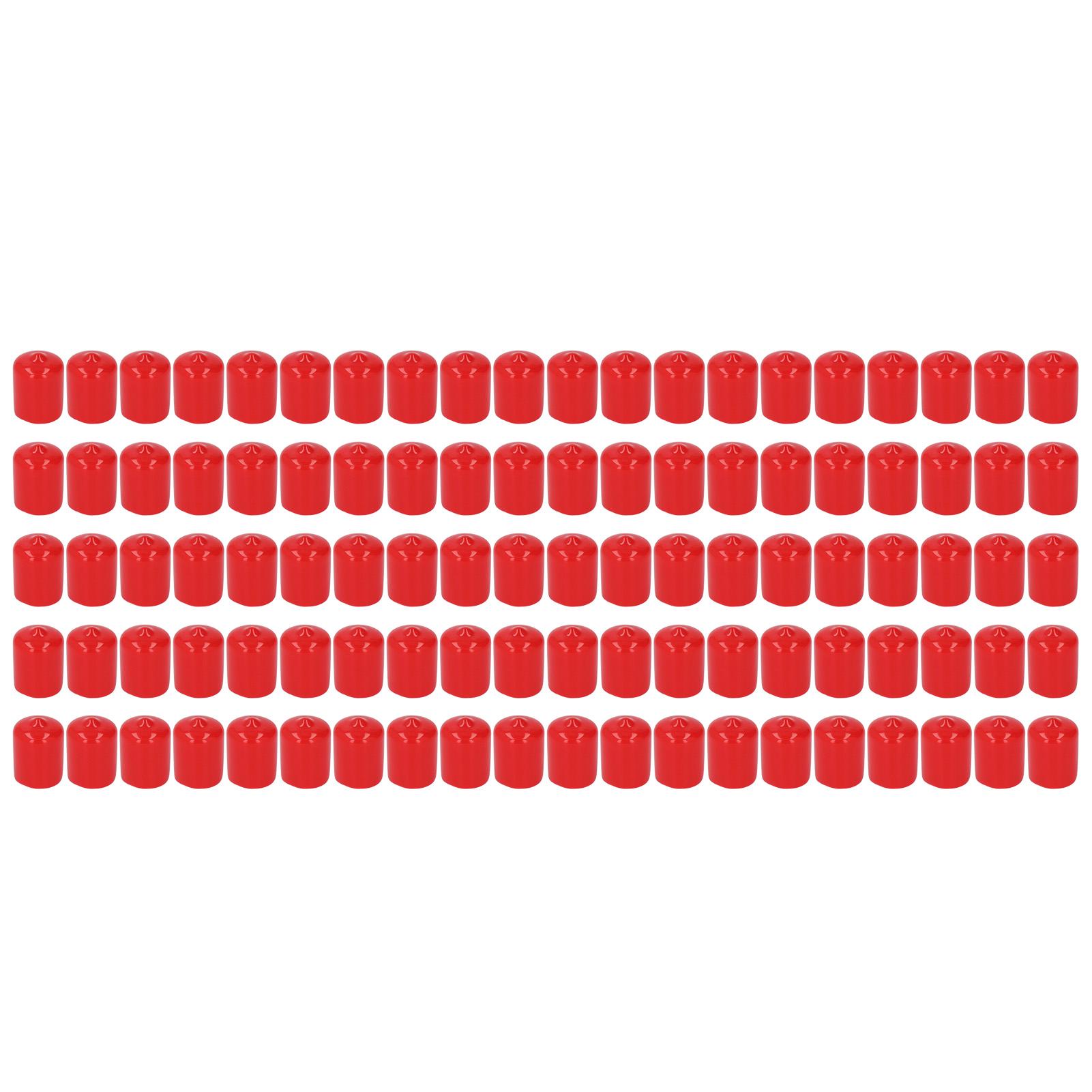 

100Pcs End Cap Cover PVC Round Flexible Flame Retardant Screw Thread Protector Red 18mm