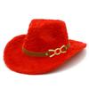 Autumn and winter new plush warm jazz hat European and American fashion one-word top curved brim top hat fashionable western denim hat