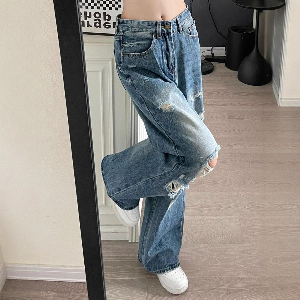 Fashionable Comfortable Pear-shaped Figure Jeans Female Autumn Big Size Loose Thin High Waist Wide Leg Trousers Jeans for Women Long Denim Pants