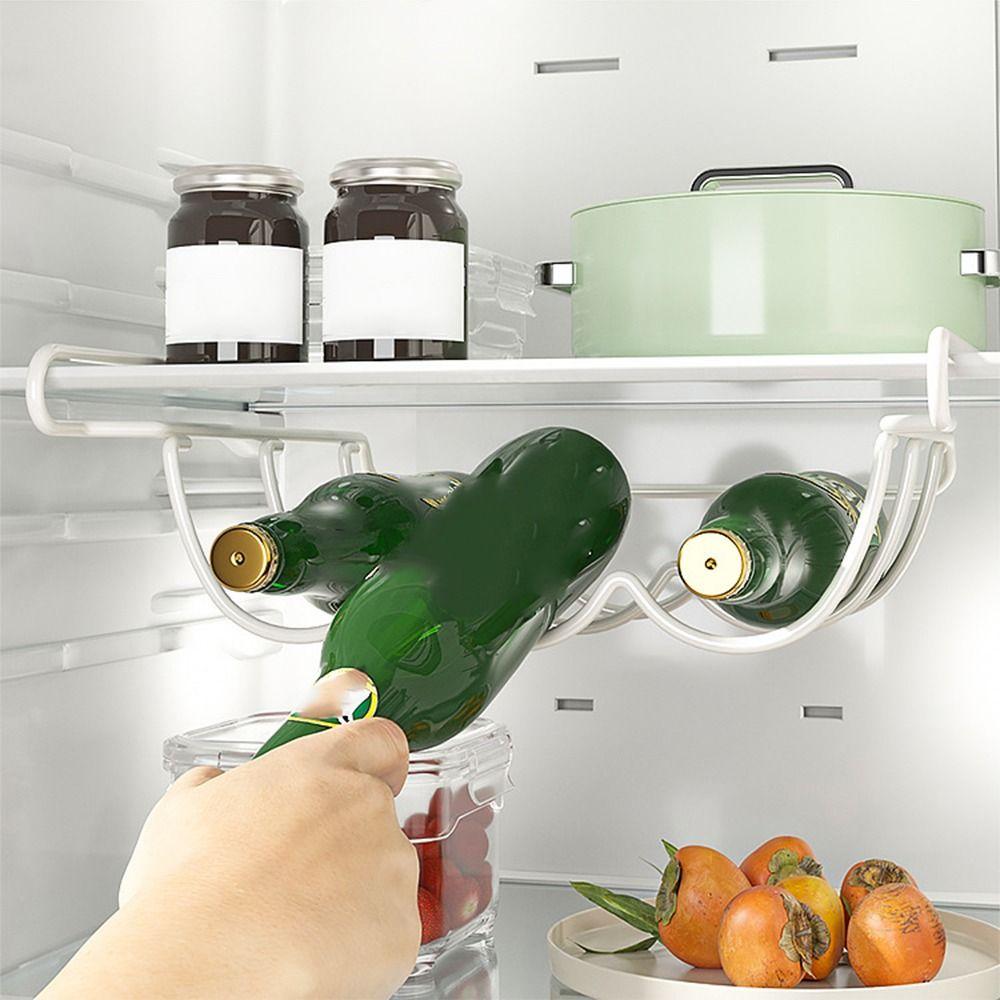 White Refrigerator Storage Rack Creative Wine Bottle Holder Fridge Wine Display Rack  Shelves