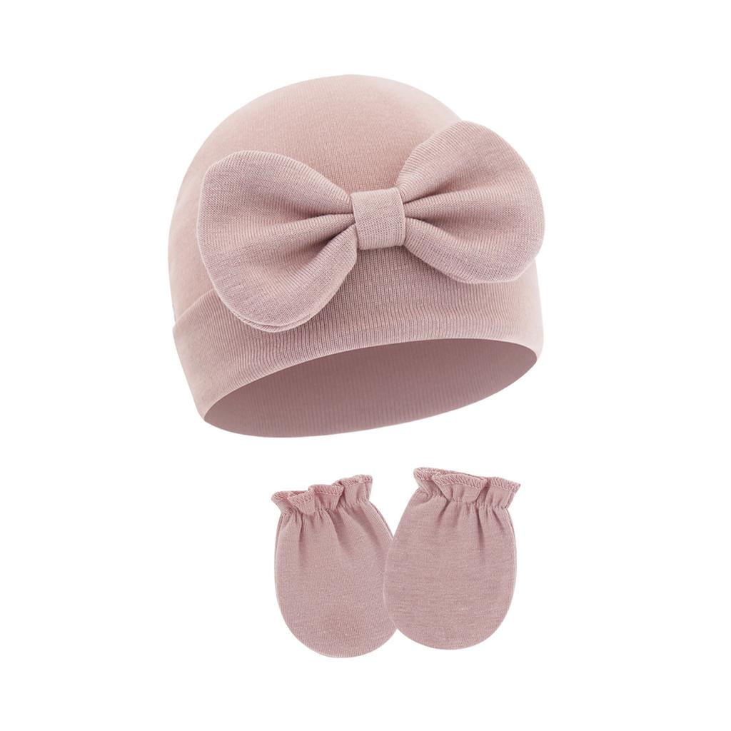 2025 Baby Bonnet Newborns Fetal Cap Fashionable Brimless Hat Trendy Headgear with Anti-grab Mittens Soft Gloves