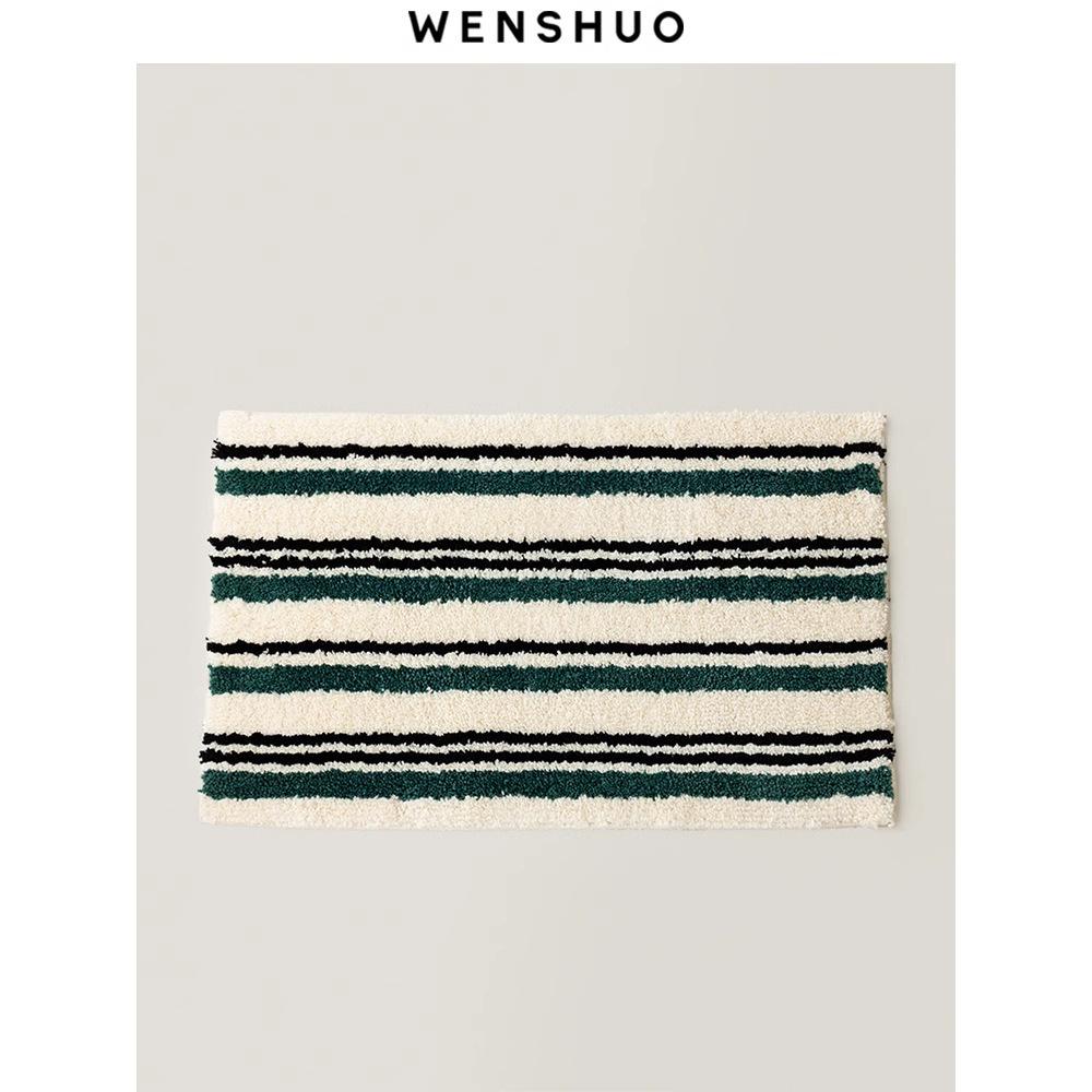 Bathroom Floor Mat Household Absorbent Foot Mat Toilet Washable Door Mat Simple Striped Imitation Cashmere Floor Mat