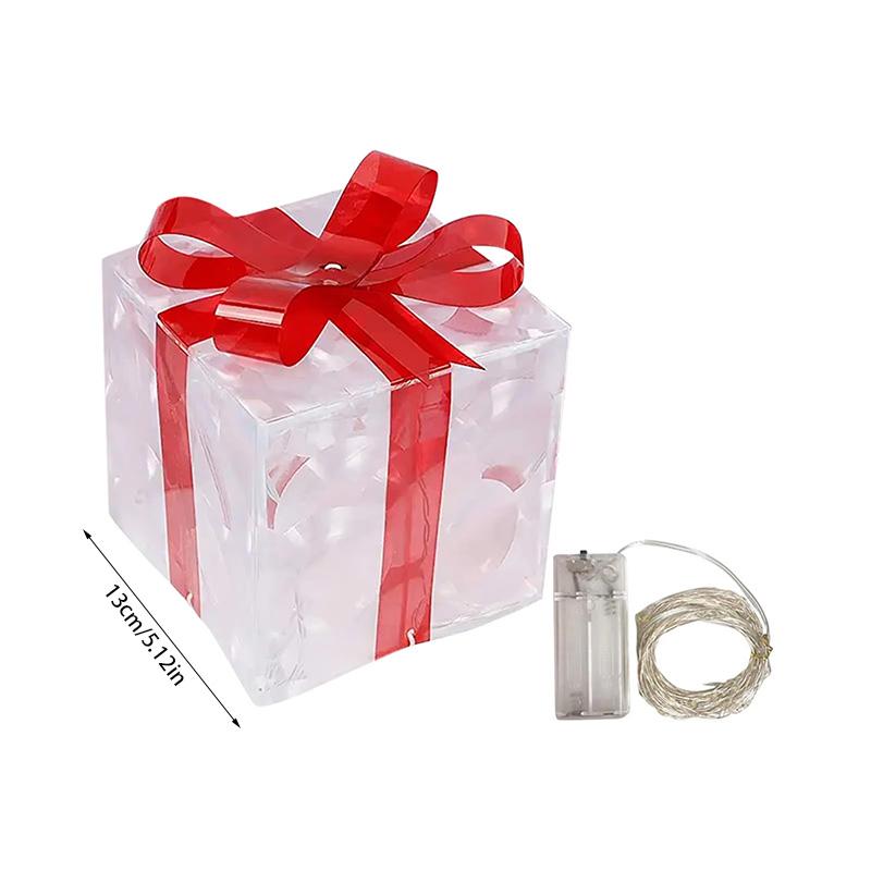 

Рождественские светящиеся подарочные коробки с бантом, теплый белый светодиодный свет, коробка, украшение для новогодней вечеринки, для дома, для улицы, для рождественской елки